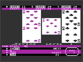 In game image of Sevens on the Atari 8-bit.