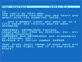 In game image of Sorcerer on the Atari 8-bit.
