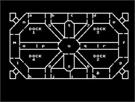 In game image of Space Station Zulu on the Atari 8-bit.
