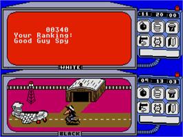 In game image of Spy vs. Spy: Volumes 1 & 2 on the Atari 8-bit.