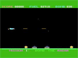In game image of Star Blazer on the Atari 8-bit.
