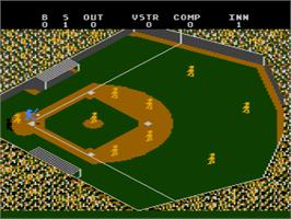 In game image of Star League Baseball on the Atari 8-bit.