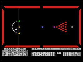 In game image of Steve Davis Snooker on the Atari 8-bit.