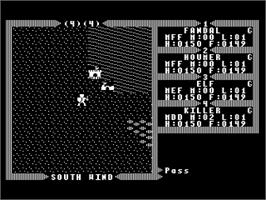 In game image of Ultima III: Exodus on the Atari 8-bit.