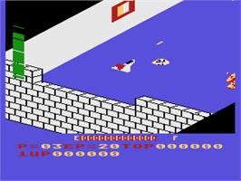 In game image of Zaxxon on the Atari 8-bit.