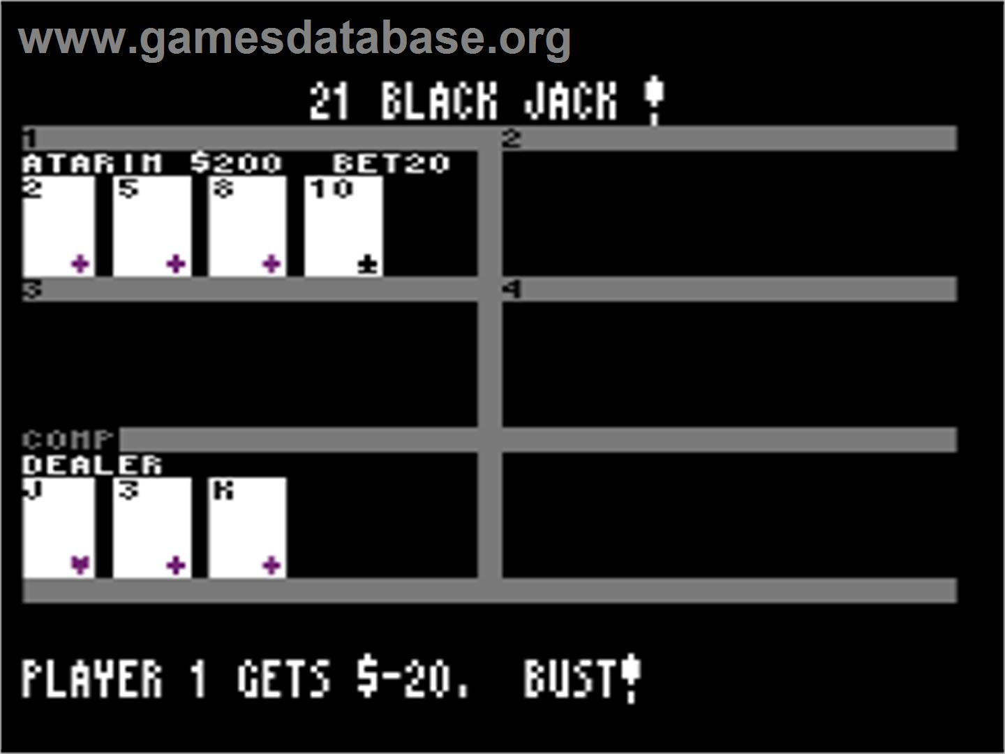 21 Blackjack - Atari 8-bit - Artwork - In Game