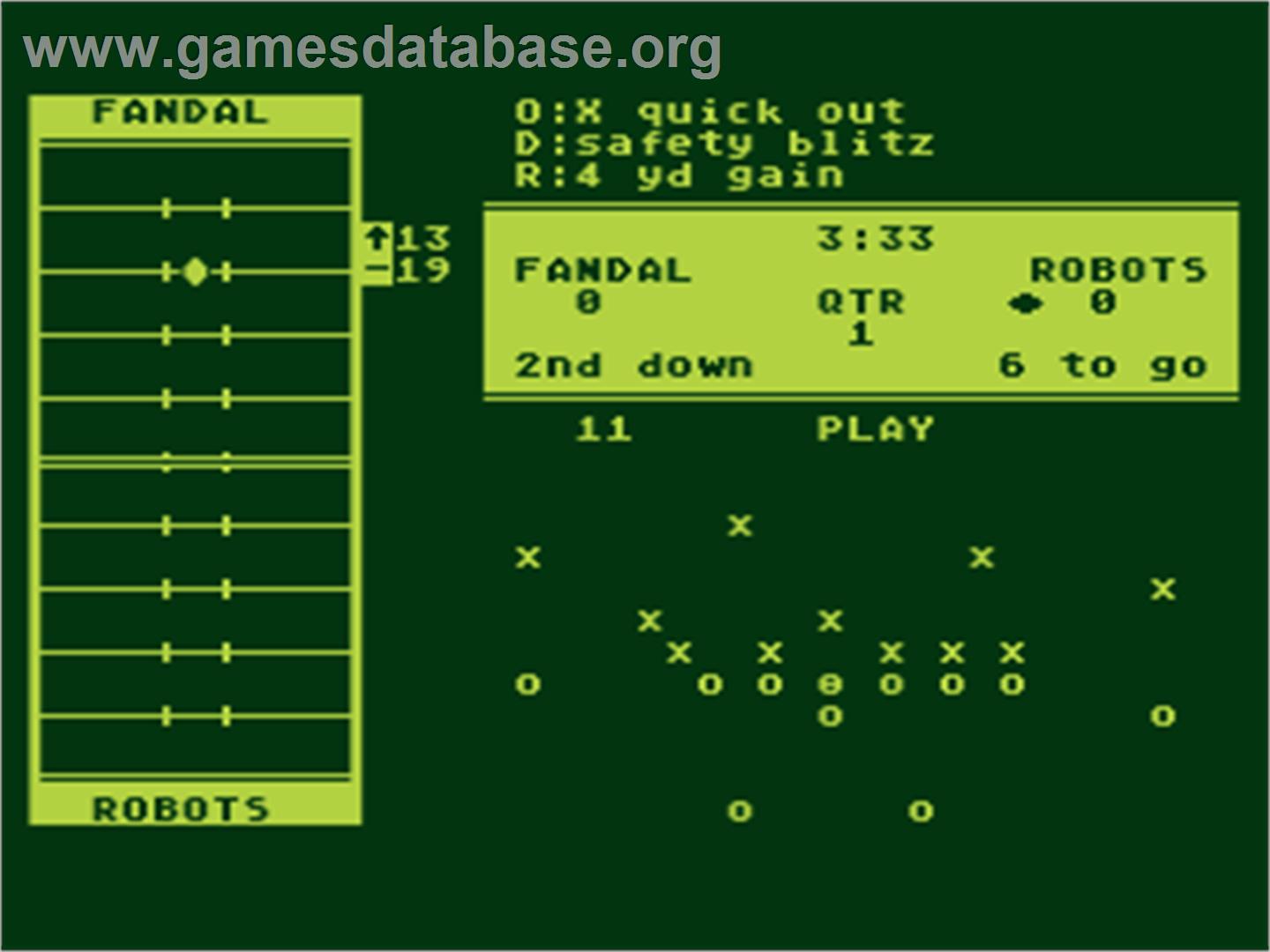 Computer Quarterback - Atari 8-bit - Artwork - In Game