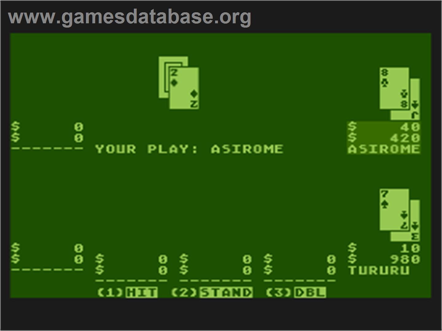 Ken Uston's Professional Blackjack - Atari 8-bit - Artwork - In Game
