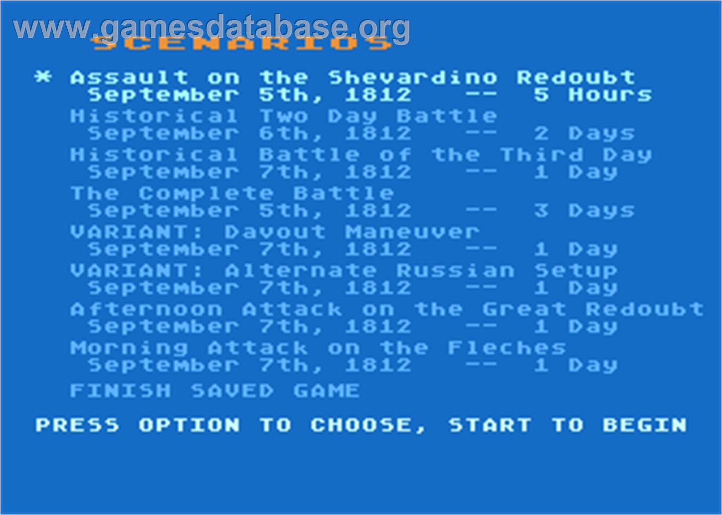 Napoleon In Russia: Borodino 1812 - Atari 8-bit - Artwork - In Game