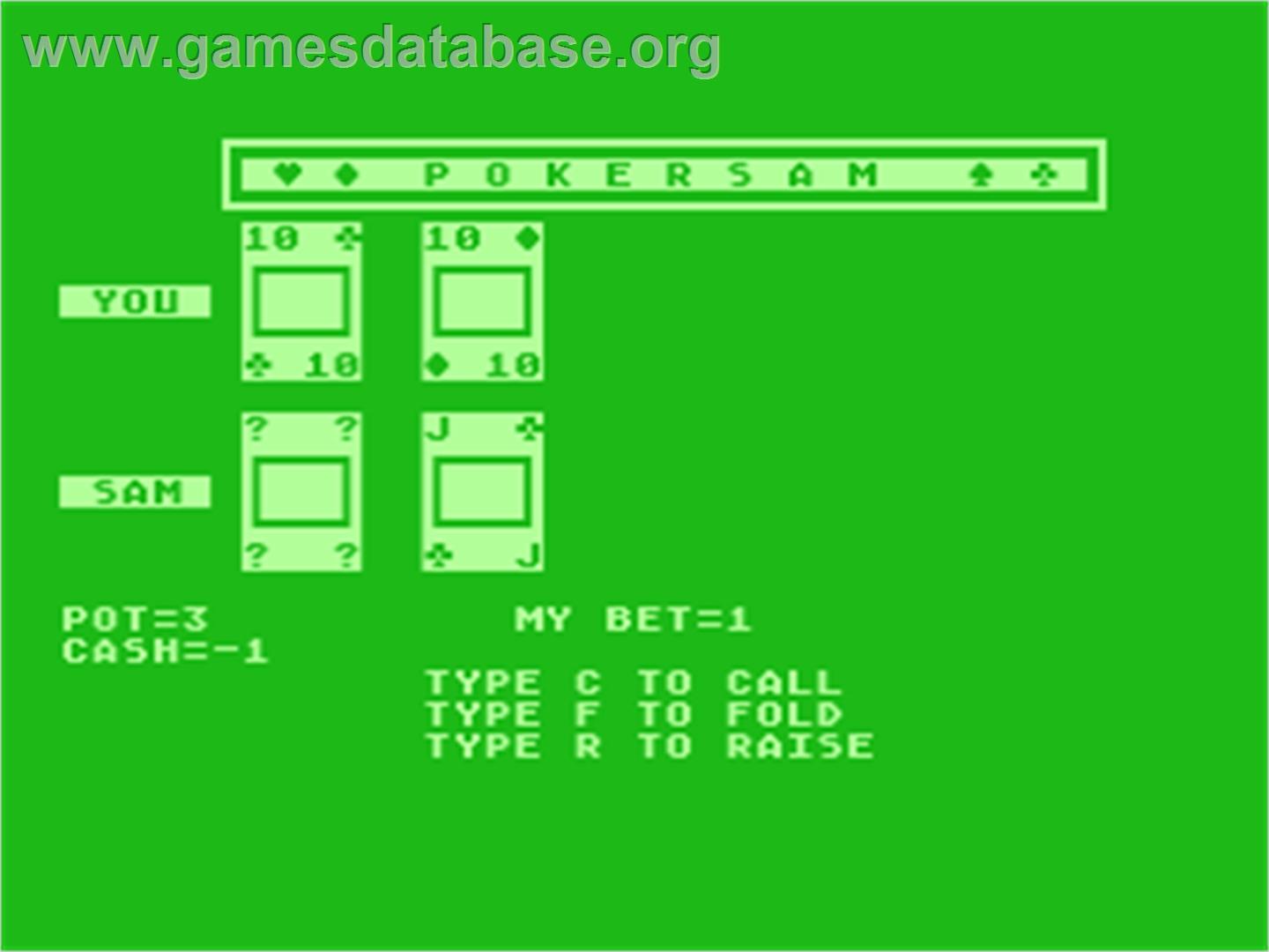 Pokersam - Atari 8-bit - Artwork - In Game