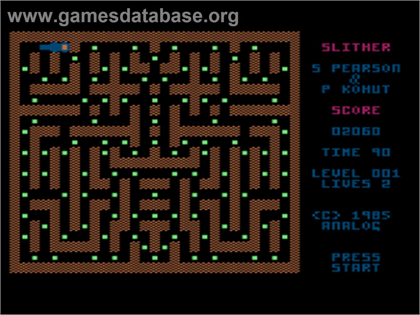 Slither - Atari 8-bit - Artwork - In Game