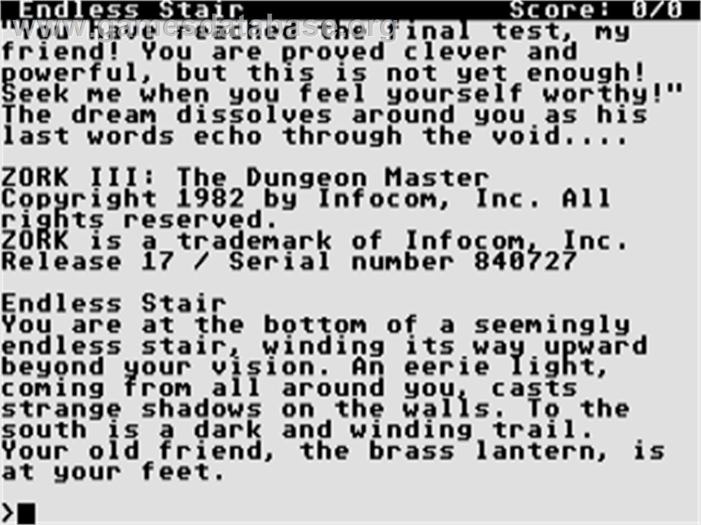 Zork III: The Dungeon Master - Atari 8-bit - Artwork - In Game