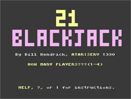 Title screen of 21 Blackjack on the Atari 8-bit.