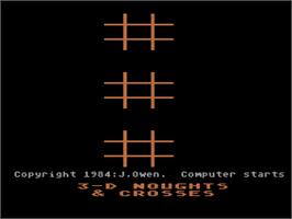 Title screen of 3-d Noughts And Crosses on the Atari 8-bit.