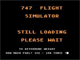 Title screen of 747 Flight Simulator on the Atari 8-bit.