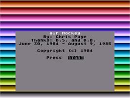 Title screen of Air Hockey on the Atari 8-bit.