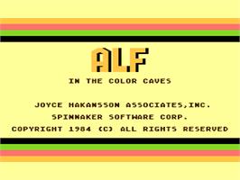 Title screen of Alf In The Color Caves on the Atari 8-bit.