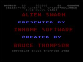 Title screen of Alien Swarm on the Atari 8-bit.