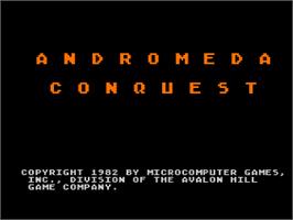 Title screen of Andromeda Conquest on the Atari 8-bit.