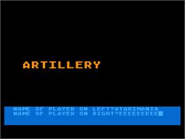 Title screen of Artillery on the Atari 8-bit.