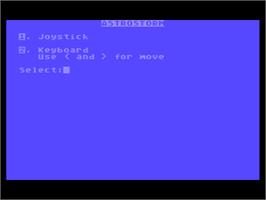 Title screen of Astrostorm on the Atari 8-bit.