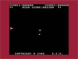 Title screen of Atom Smasher on the Atari 8-bit.
