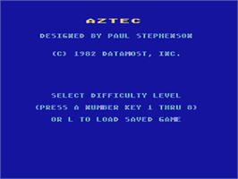 Title screen of Aztec on the Atari 8-bit.