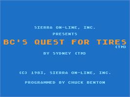 Title screen of BC's Quest for Tires on the Atari 8-bit.
