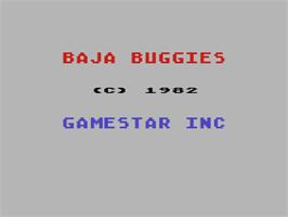 Title screen of Baja Buggies on the Atari 8-bit.