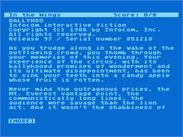 Title screen of Ballyhoo on the Atari 8-bit.