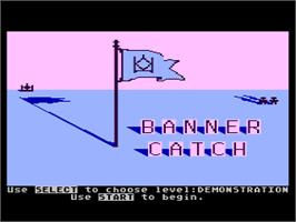 Title screen of Bannercatch on the Atari 8-bit.