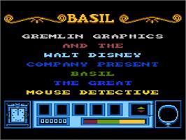 Title screen of Basil The Great Mouse Detective on the Atari 8-bit.