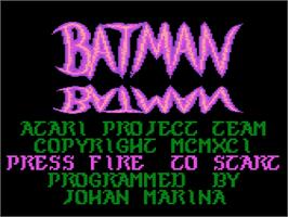 Title screen of Batman on the Atari 8-bit.