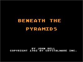 Title screen of Beneath The Pyramids on the Atari 8-bit.