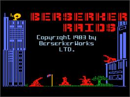 Title screen of Berserker Raids on the Atari 8-bit.