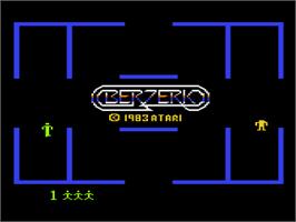 Title screen of Berzerk on the Atari 8-bit.