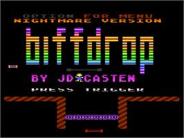 Title screen of Biffdrop on the Atari 8-bit.