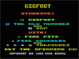 Title screen of Bigfoot on the Atari 8-bit.