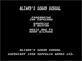 Title screen of Blinky's Scary School on the Atari 8-bit.