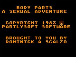 Title screen of Body Parts on the Atari 8-bit.