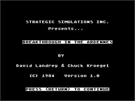 Title screen of Breakthrough in the Ardennes on the Atari 8-bit.