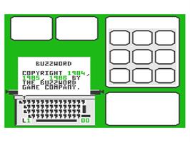 Title screen of Buzzword on the Atari 8-bit.