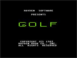 Title screen of Championship Golf on the Atari 8-bit.