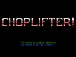Title screen of Choplifter on the Atari 8-bit.