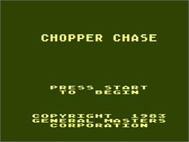 Title screen of Chopper Chase on the Atari 8-bit.