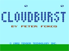 Title screen of Cloudburst on the Atari 8-bit.