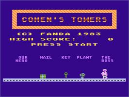Title screen of Cohen's Towers on the Atari 8-bit.