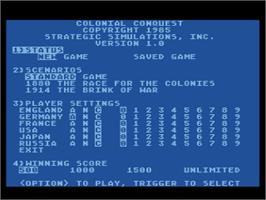 Title screen of Colonial Conquest on the Atari 8-bit.