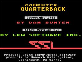 Title screen of Computer Quarterback on the Atari 8-bit.