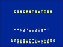 Title screen of Concentration on the Atari 8-bit.